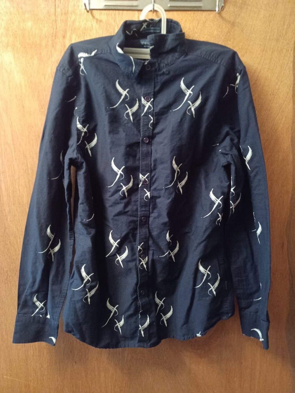 Steel & Jelly Navy Abstract Printed Long Sleeve Shirt Men's